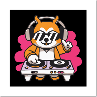 Cute Corgi plays Dj Music Funny Dog kawaii Posters and Art